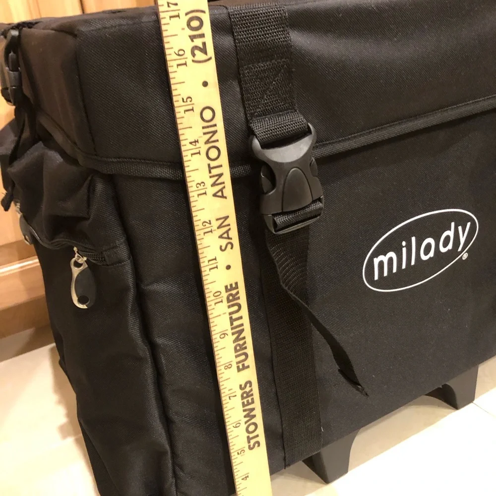 Makeup Professional milady Black Rolling Bag Case Organizer; Hairstyling, Travel